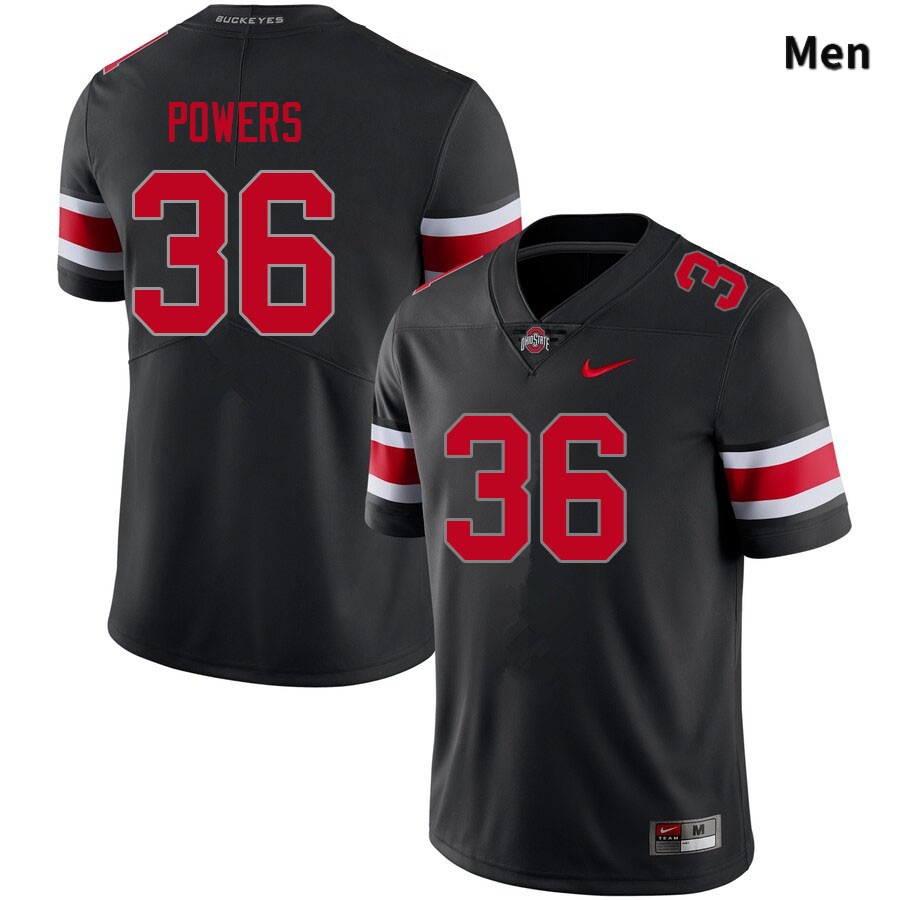 Ohio State Buckeyes Gabe Powers Men's #36 Blackout Authentic Stitched College Football Jersey